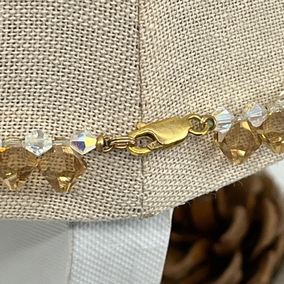 Vintage 14K Gold '585 Italy' Necklace Earring Set with Faceted Quartz - Picture 7 of 16